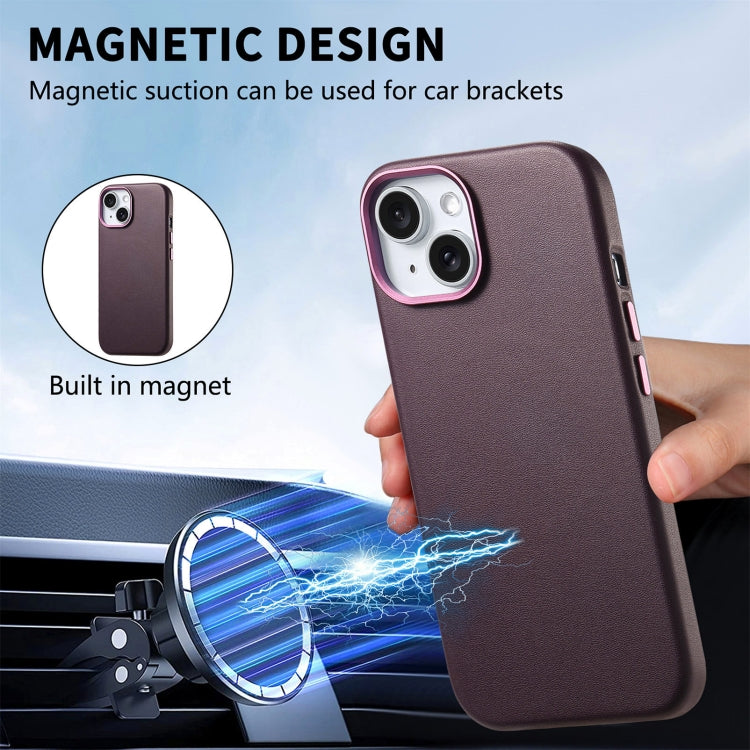 For iPhone 14 Electroplated Metal Button MagSafe Phone Case