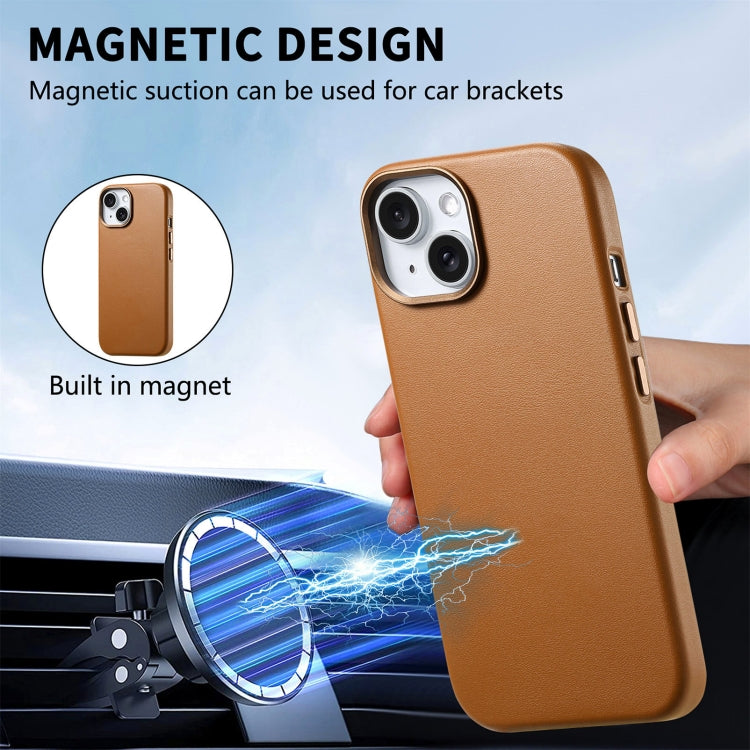 For iPhone 14 Electroplated Metal Button MagSafe Phone Case