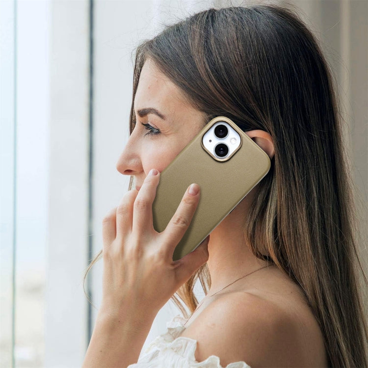 For iPhone 14 Plus Electroplated Metal Button MagSafe Phone Case