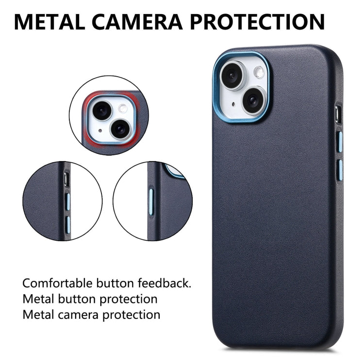 For iPhone 14 Plus Electroplated Metal Button MagSafe Phone Case