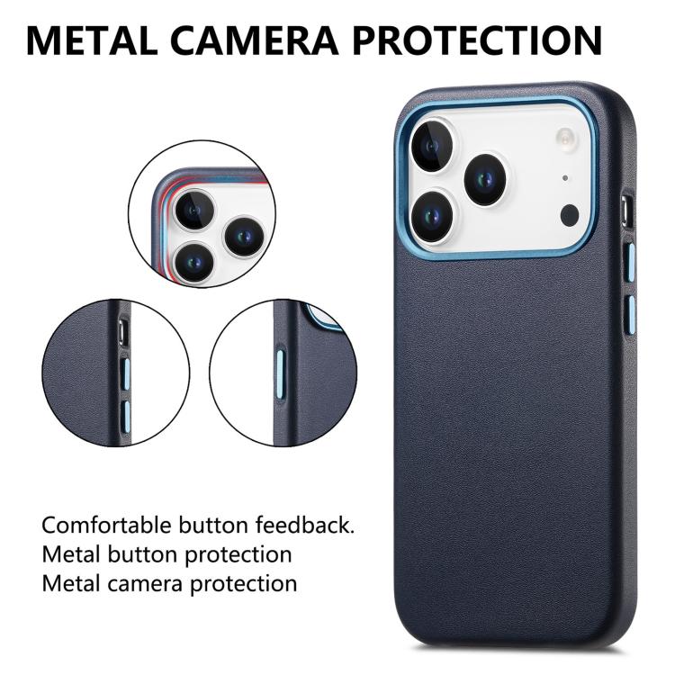 For iPhone 17 Pro Max Electroplated Metal Button MagSafe Phone Case
