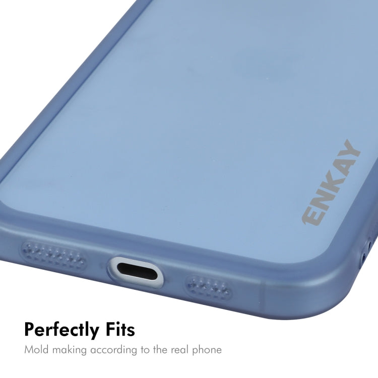 For iPhone 15 Plus ENKAY Hat-Prince Translucent Matte TPU Phone Case with Lens Film + 9H Big Arc Edge Film