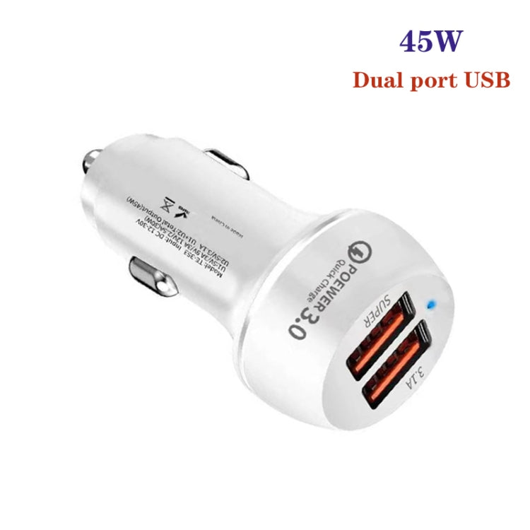 45W USB QC3.0 30W + USB 2.0 Fully Compatible Car Charger