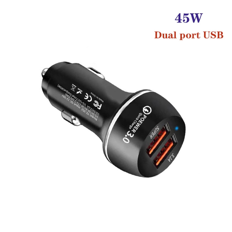 45W USB QC3.0 30W + USB 2.0 Fully Compatible Car Charger