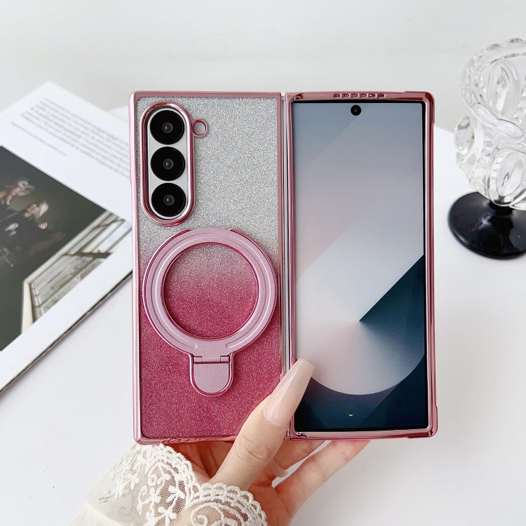 For Samsung Galaxy Z Fold6 Gradient Glitter Plating Magsafe Phone Case