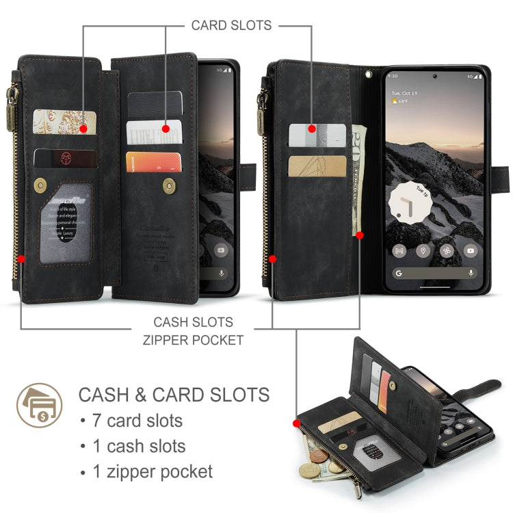 For Google Pixel 10 / 10 Pro / 9 CaseMe C30 Card Slots Zipper Wallet Leather Phone Case