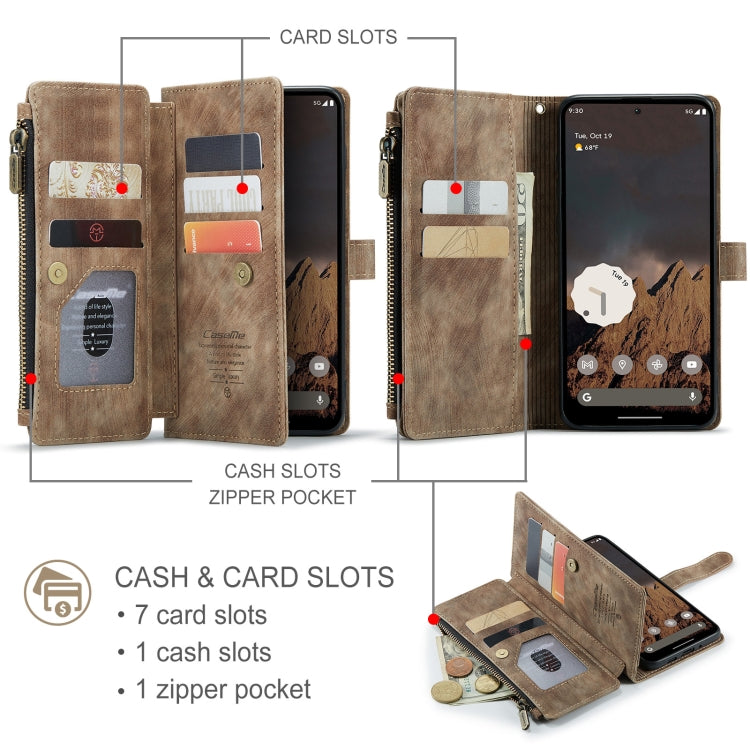 For Google Pixel 10 / 10 Pro / 9 CaseMe C30 Card Slots Zipper Wallet Leather Phone Case