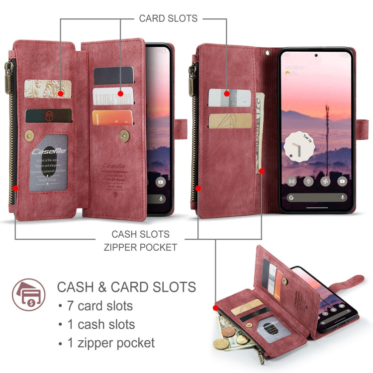 For Google Pixel 10 / 10 Pro / 9 CaseMe C30 Card Slots Zipper Wallet Leather Phone Case