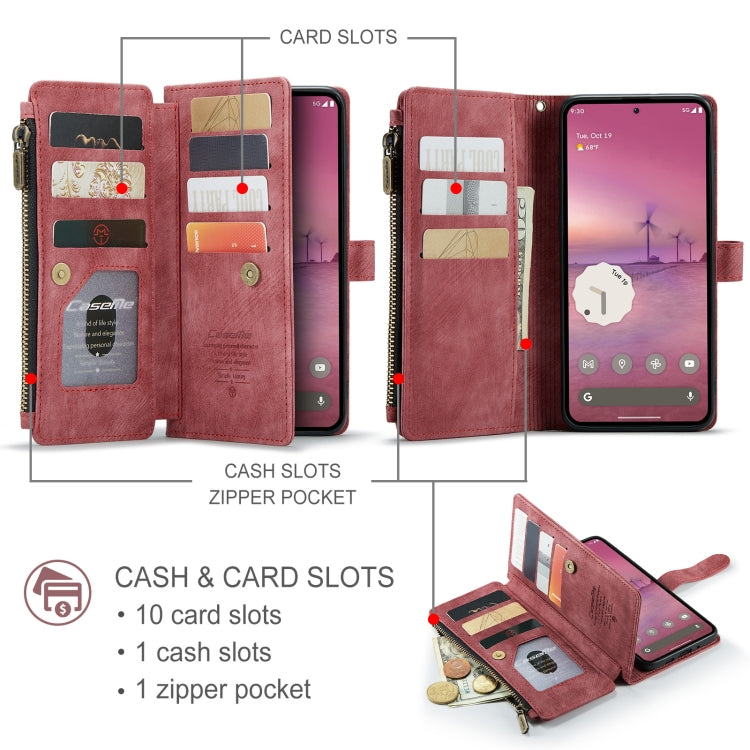 For Google Pixel 9 Pro XL / 10 Pro XL CaseMe C30 Card Slots Zipper Wallet Leather Phone Case