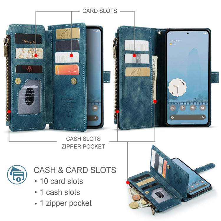 For Google Pixel 9 Pro XL / 10 Pro XL CaseMe C30 Card Slots Zipper Wallet Leather Phone Case