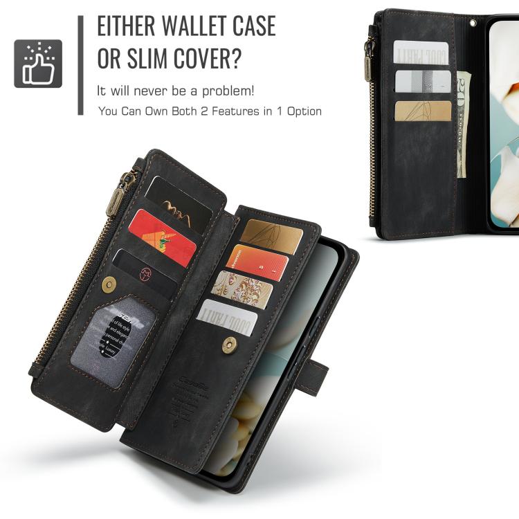 For Google Pixel 9a CaseMe C30 Card Slots Zipper Wallet Leather Phone Case
