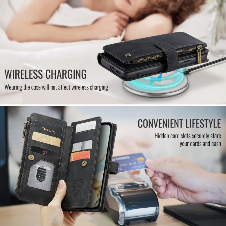 For Google Pixel 9a CaseMe C30 Card Slots Zipper Wallet Leather Phone Case