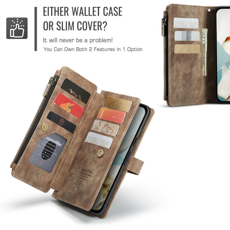 For Google Pixel 9a CaseMe C30 Card Slots Zipper Wallet Leather Phone Case