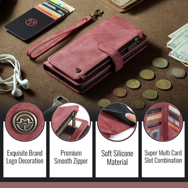 For Google Pixel 9a CaseMe C30 Card Slots Zipper Wallet Leather Phone Case