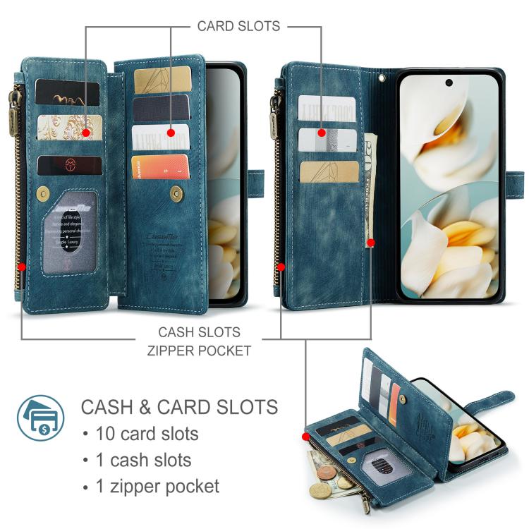 For Google Pixel 9a CaseMe C30 Card Slots Zipper Wallet Leather Phone Case