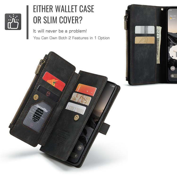 For Google Pixel 10a CaseMe C30 Card Slots Zipper Wallet Leather Phone Case