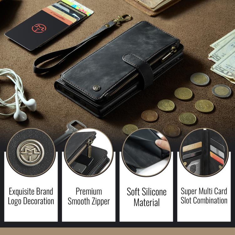 For Google Pixel 10a CaseMe C30 Card Slots Zipper Wallet Leather Phone Case