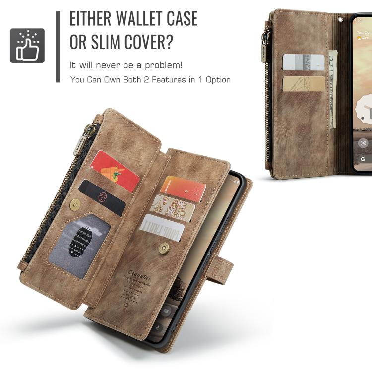 For Google Pixel 10a CaseMe C30 Card Slots Zipper Wallet Leather Phone Case