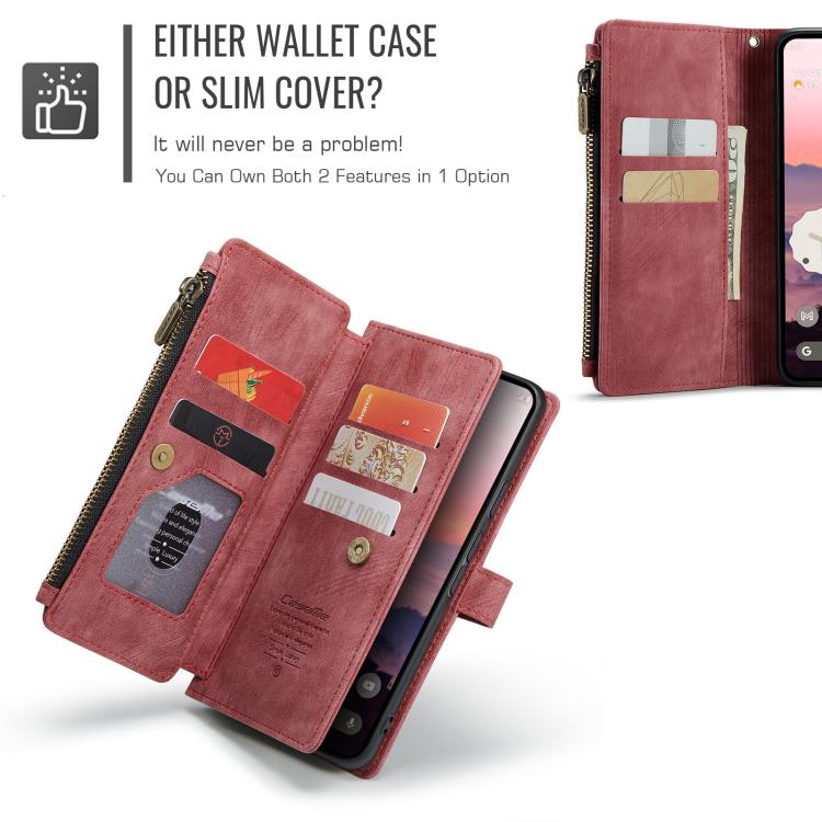 For Google Pixel 10a CaseMe C30 Card Slots Zipper Wallet Leather Phone Case