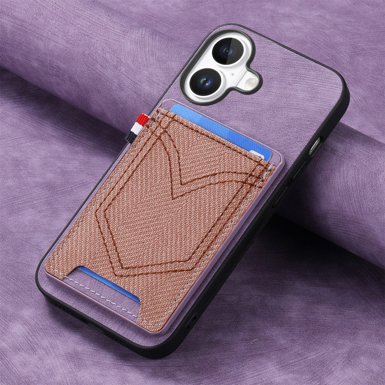 For iPhone 16 Plus Denim Texture Leather Skin Phone Case with Card Slot