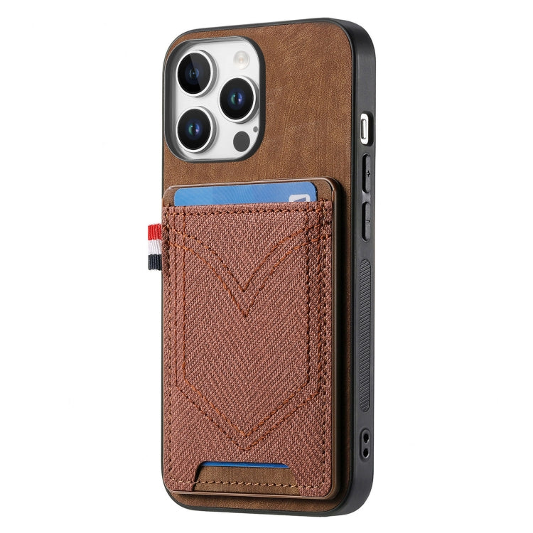 For iPhone 16 Pro Denim Texture Leather Skin Phone Case with Card Slot