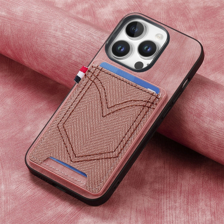 For iPhone 16 Pro Denim Texture Leather Skin Phone Case with Card Slot
