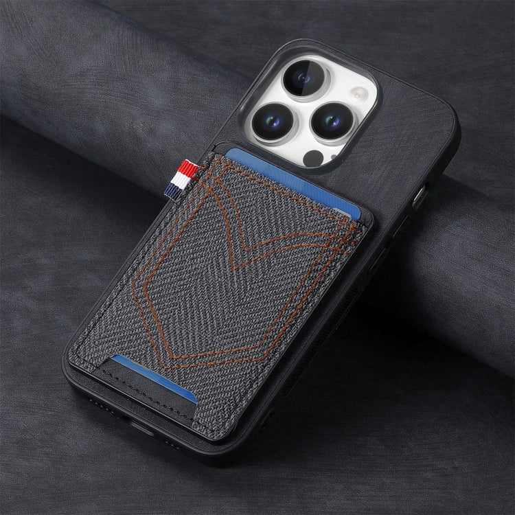 For iPhone 16 Pro Max Denim Texture Leather Skin Phone Case with Card Slot