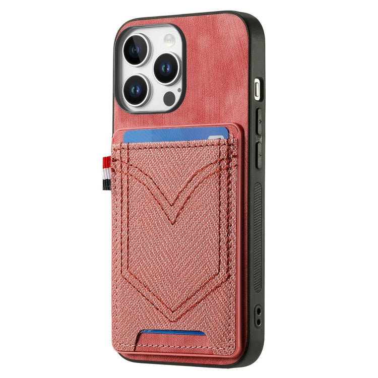 For iPhone 16 Pro Max Denim Texture Leather Skin Phone Case with Card Slot