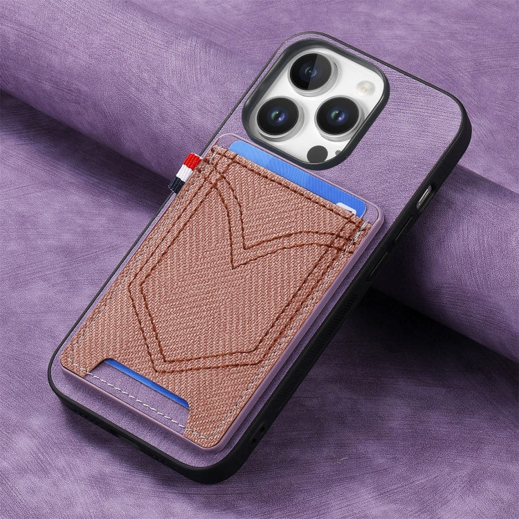 For iPhone 16 Pro Max Denim Texture Leather Skin Phone Case with Card Slot