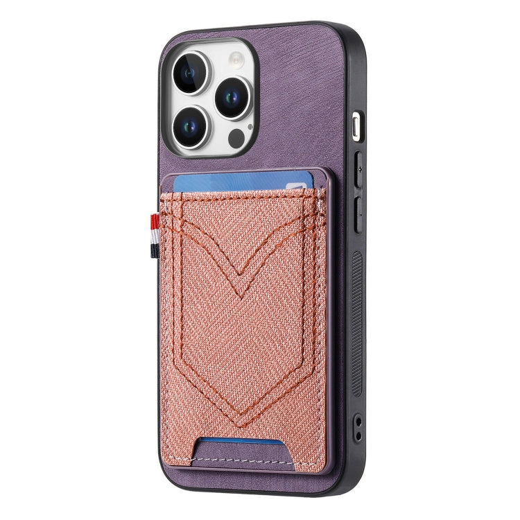 For iPhone 16 Pro Max Denim Texture Leather Skin Phone Case with Card Slot