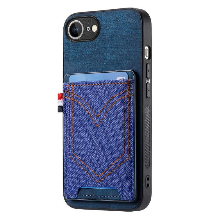For iPhone 17e / 16e Denim Texture Leather Skin Phone Case with Card Slot