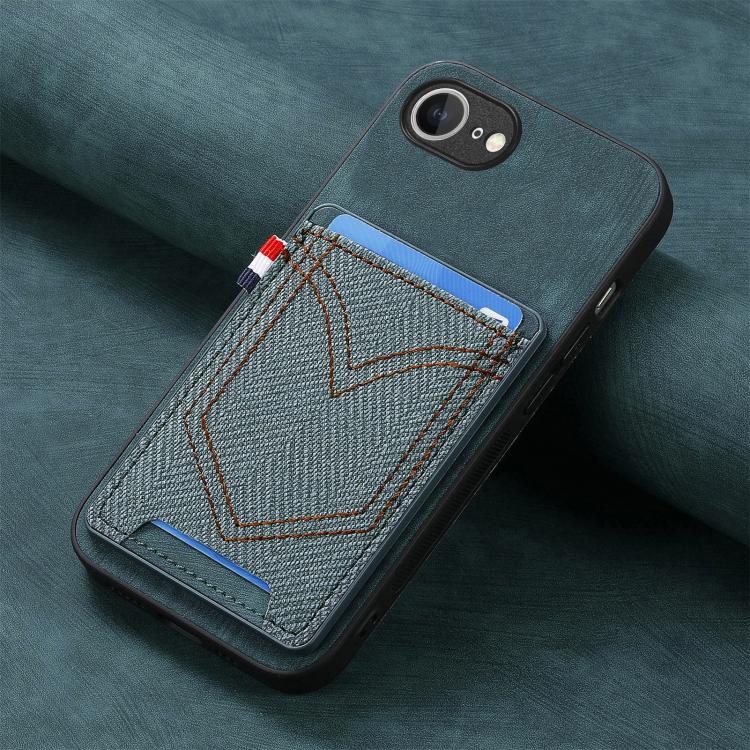 For iPhone 17e / 16e Denim Texture Leather Skin Phone Case with Card Slot