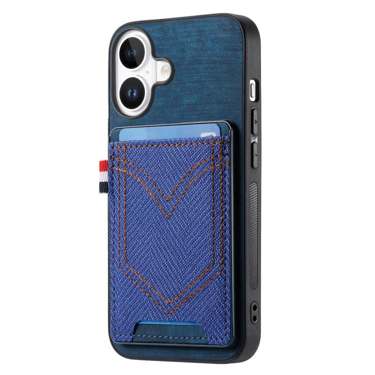 For iPhone 17 Denim Texture Leather Skin Phone Case with Card Slot