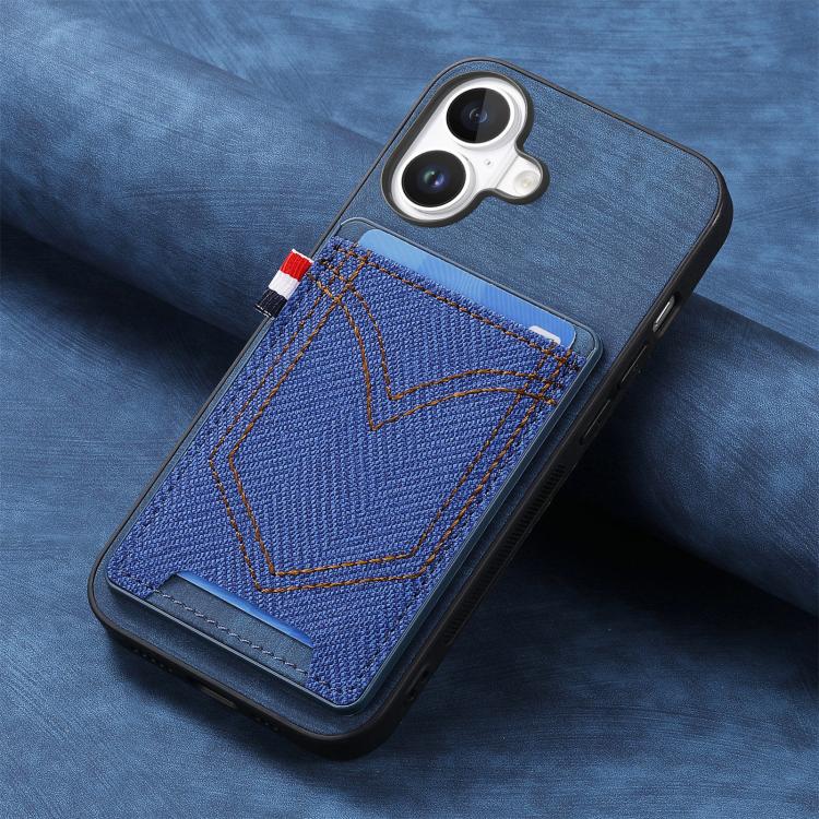For iPhone 17 Denim Texture Leather Skin Phone Case with Card Slot