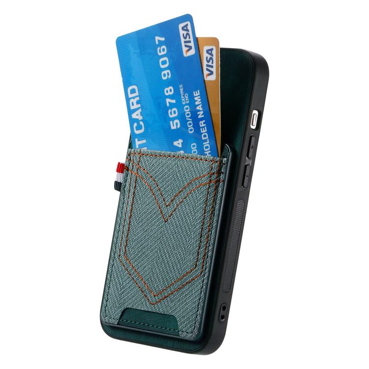 For iPhone 17 Denim Texture Leather Skin Phone Case with Card Slot