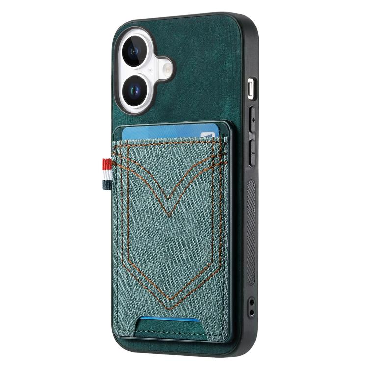 For iPhone 17 Denim Texture Leather Skin Phone Case with Card Slot