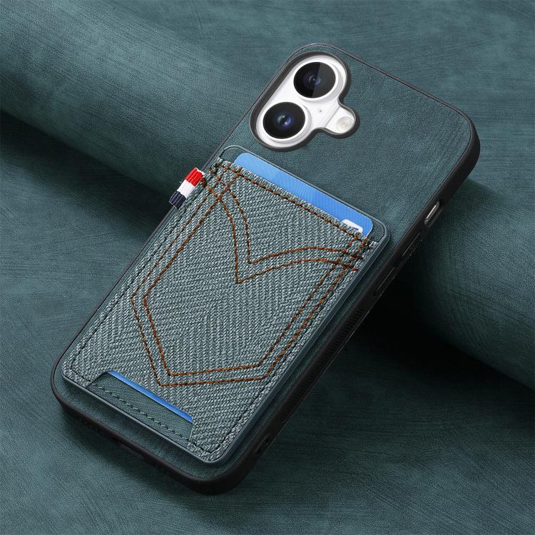 For iPhone 17 Denim Texture Leather Skin Phone Case with Card Slot