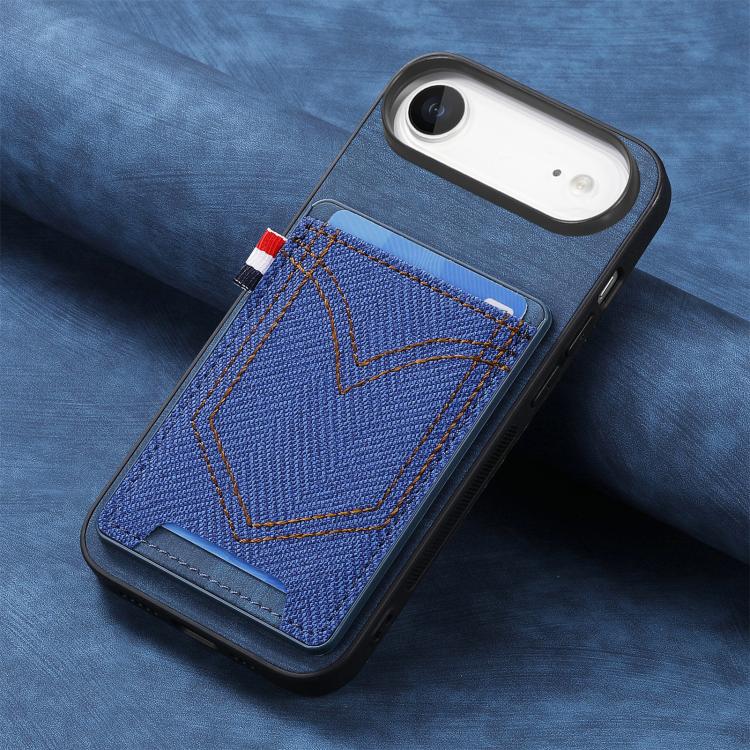 For iPhone Air Denim Texture Leather Skin Phone Case with Card Slot