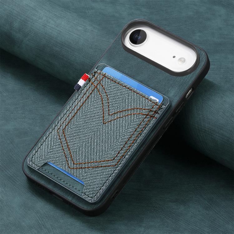 For iPhone Air Denim Texture Leather Skin Phone Case with Card Slot