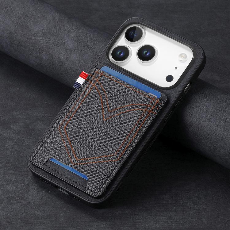 For iPhone 17 Pro Denim Texture Leather Skin Phone Case with Card Slot