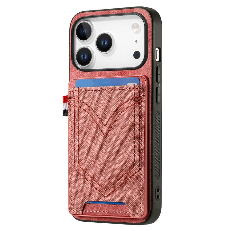 For iPhone 17 Pro Denim Texture Leather Skin Phone Case with Card Slot