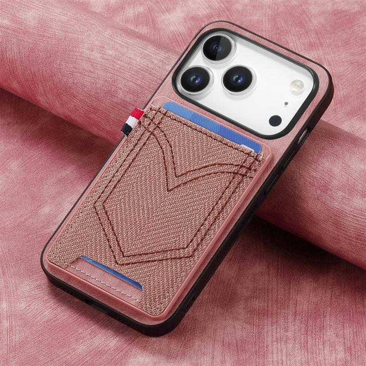 For iPhone 17 Pro Denim Texture Leather Skin Phone Case with Card Slot