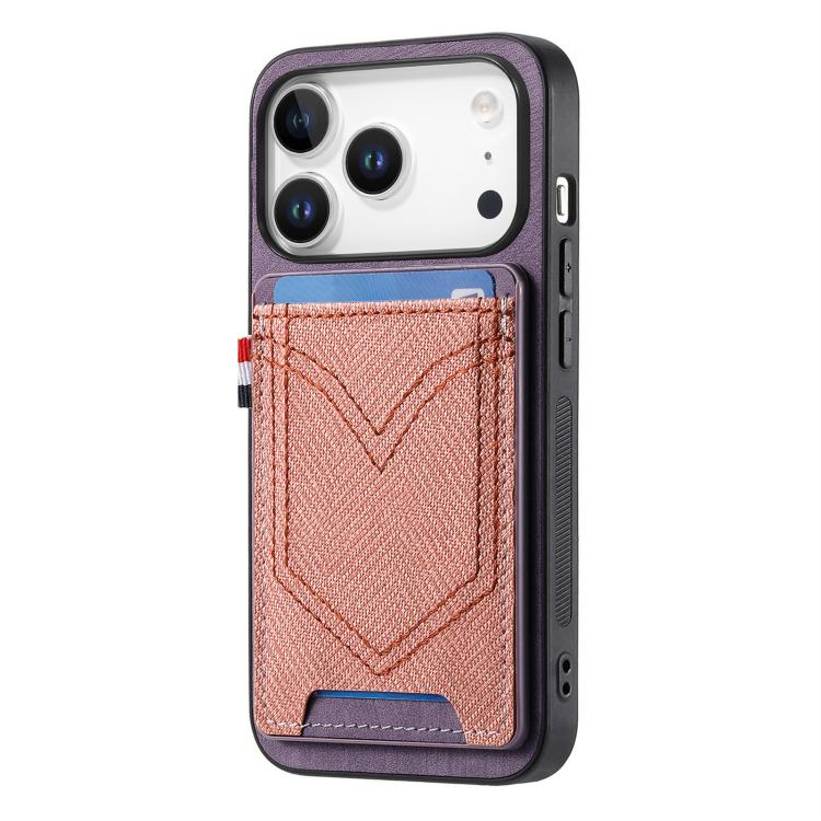 For iPhone 17 Pro Denim Texture Leather Skin Phone Case with Card Slot