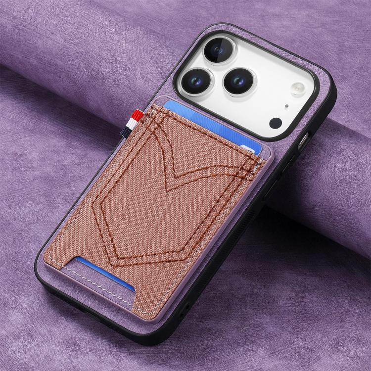 For iPhone 17 Pro Denim Texture Leather Skin Phone Case with Card Slot
