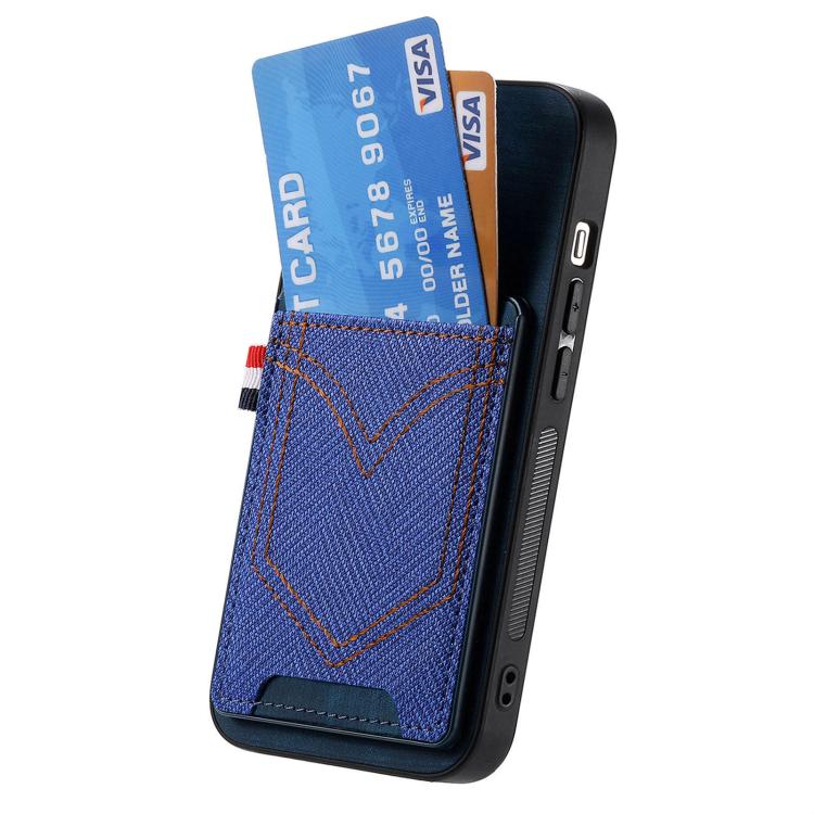 For iPhone 17 Pro Max Denim Texture Leather Skin Phone Case with Card Slot