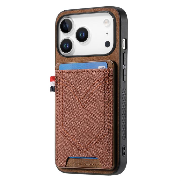 For iPhone 17 Pro Max Denim Texture Leather Skin Phone Case with Card Slot