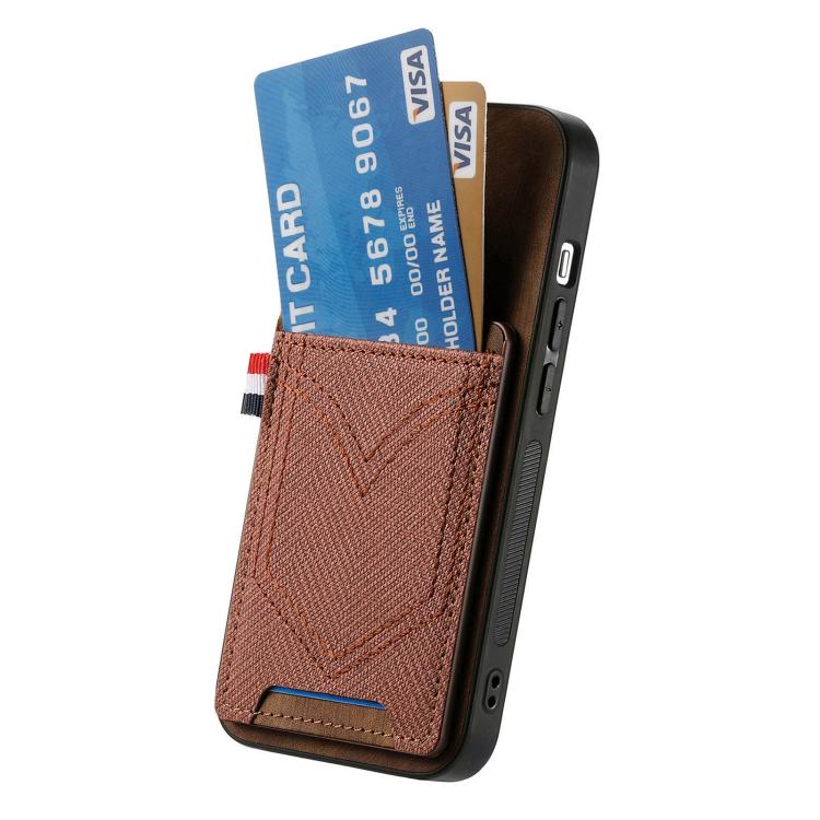 For iPhone 17 Pro Max Denim Texture Leather Skin Phone Case with Card Slot