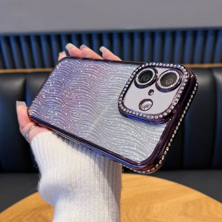 For iPhone 16 Plus Diamond Water Ripple Gradient Glitter TPU Phone Case