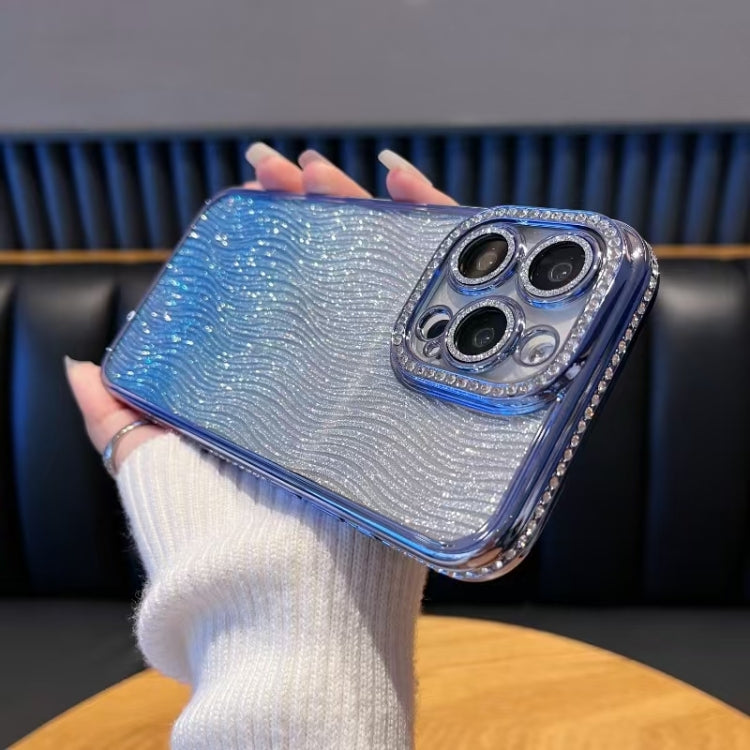 For iPhone 15 Pro Diamond Water Ripple Gradient Glitter TPU Phone Case