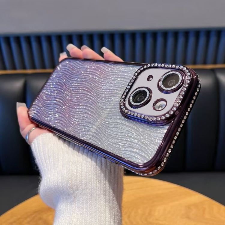 For iPhone 14 Plus Diamond Water Ripple Gradient Glitter TPU Phone Case